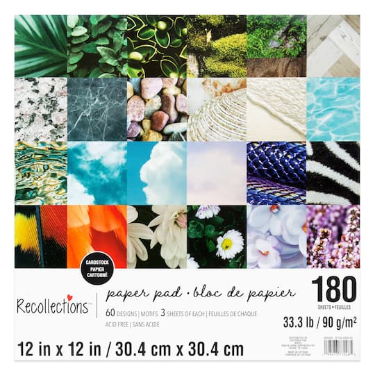12" x 12" Photoreal Cardstock Paper Pad by Recollections™, 180 Sheets